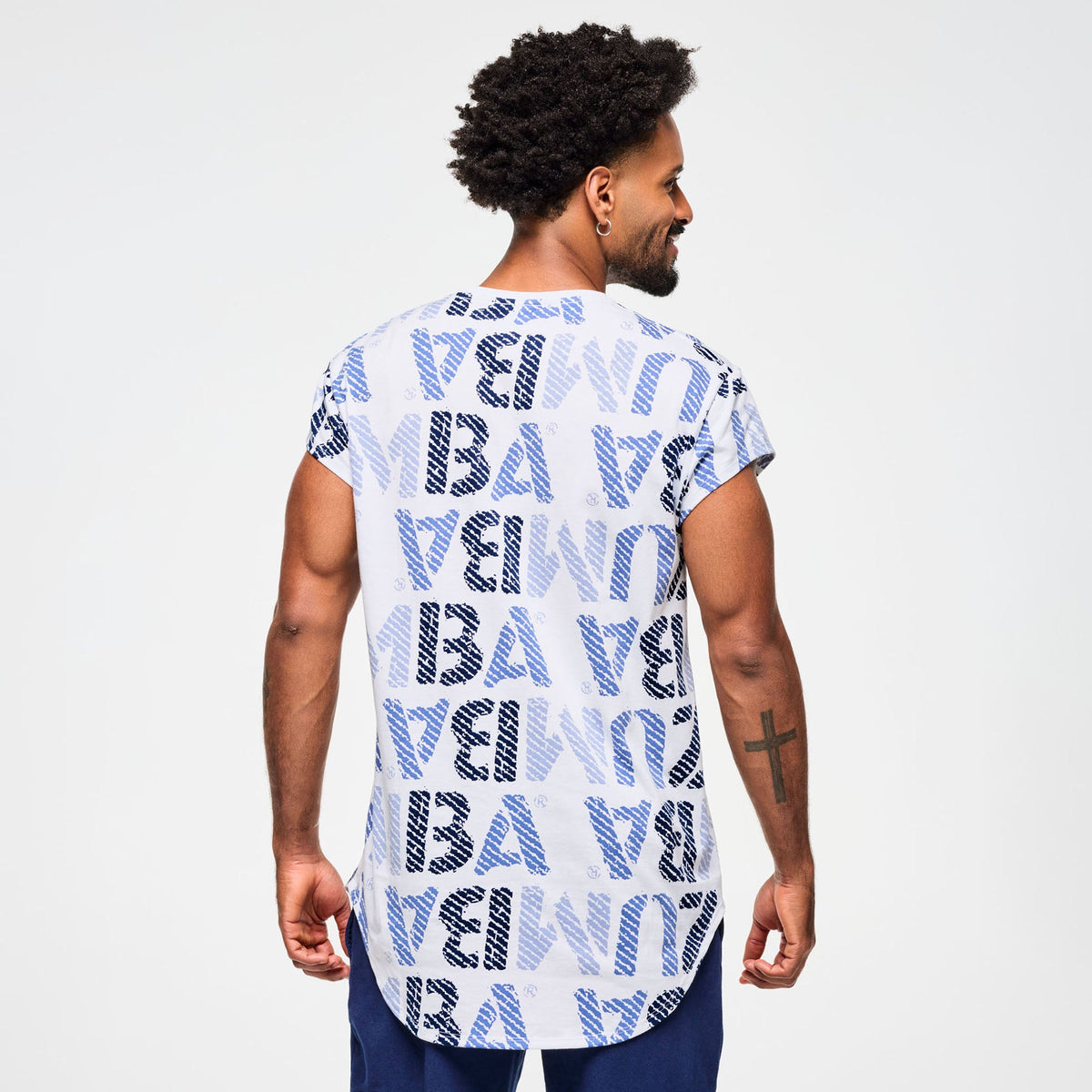 Blue Jean Men's Round Hem Tee - White/Blue Z2T000101