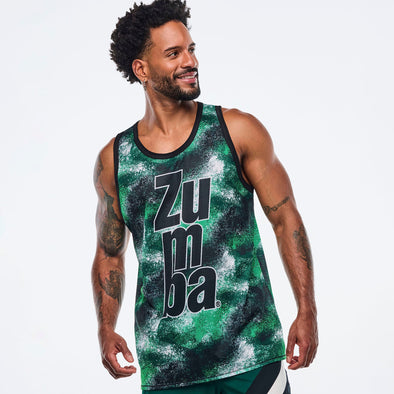 Apres Zumba Men's Basketball Tank - Green/Black Z2T000107