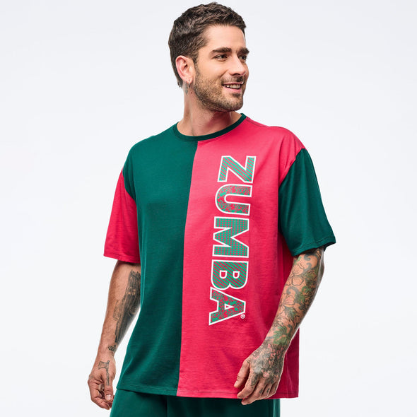 Zumba Holiday Men's Oversized Crew Neck Tee - Teal Tango Z2T000109