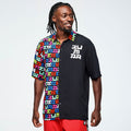 Eastern Flavor Men's Short Sleeve Button Up - Black/Pink Z2T000112