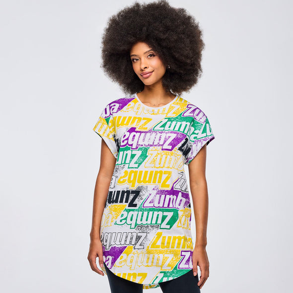 Apres Zumba Men's Crew Neck Round Hem Tee - White/Yellow Z2T000123