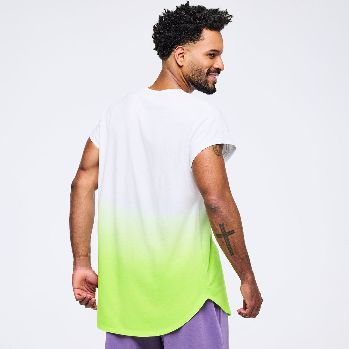 Pastel Men's Round Hem Tee - White/Green Z2T000147