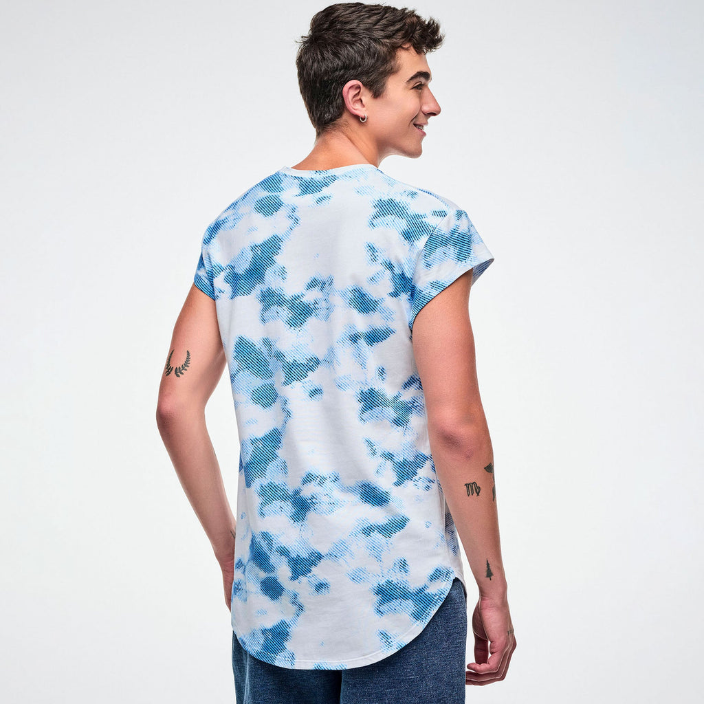 Jean Jamz Men's Round Hem Tee - White/Light Blue Z2T000160