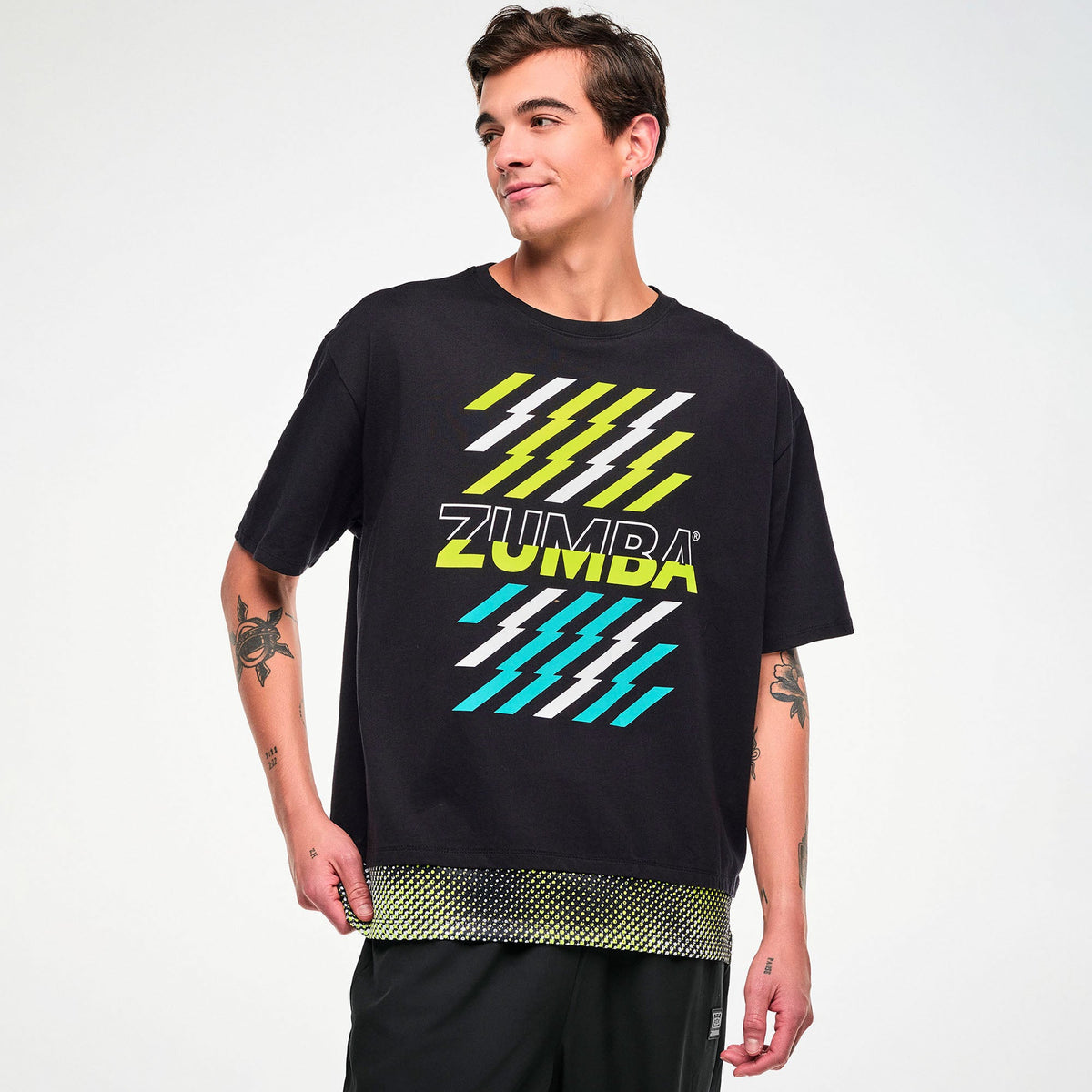 Electric Feel Men's Tee With Double Layered Hem -  Bold Black Z2T000171