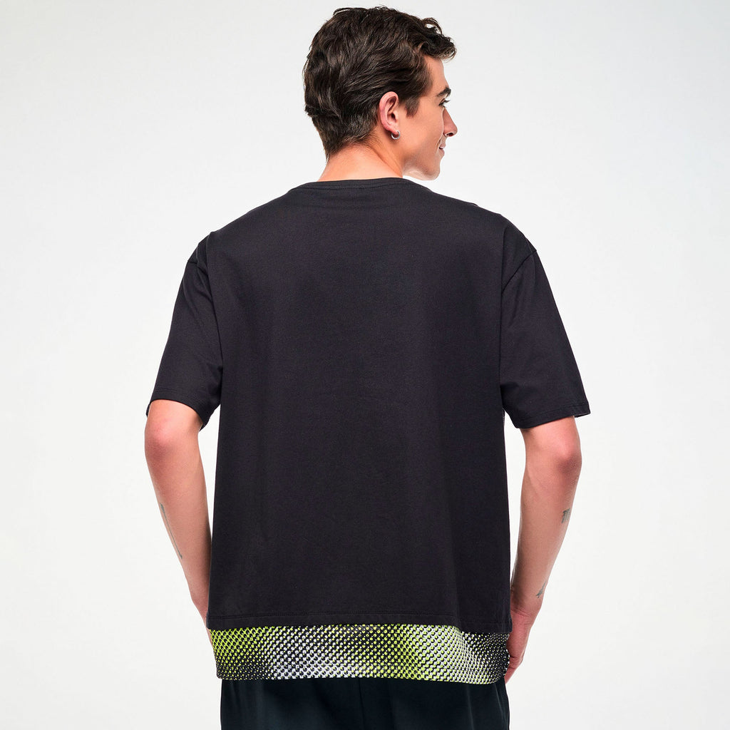 Electric Feel Men's Tee With Double Layered Hem -  Bold Black Z2T000171