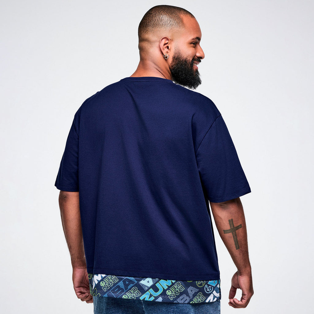 Jean Jamz Men's Double Layer Hem Tee - Let's Go Indigo Z2T000172