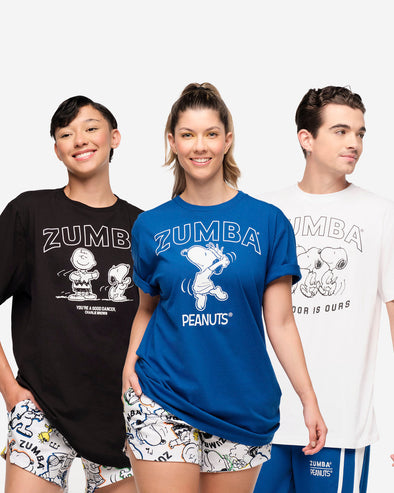 Zumba X Peanuts Tees - Black/ Wear It Out White / Surfs Up Blue Z3A000207