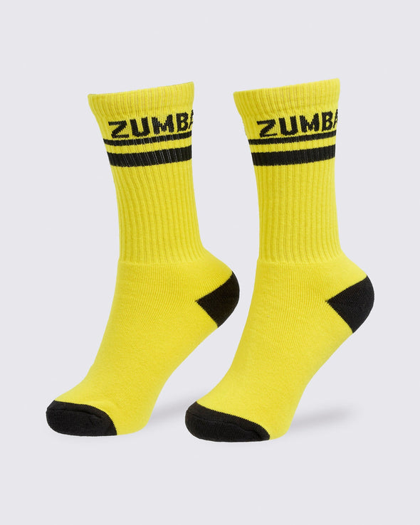 Zumba Core Plush High Socks- Black / White / Yellow / Wear It Out White Z3A000255