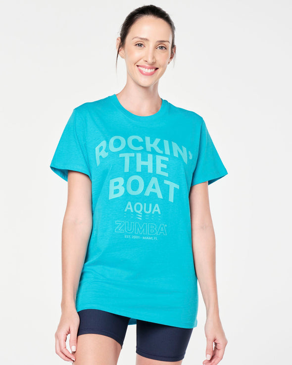 Aqua Zumba Crew Neck Tee - Aqua Blue Z3T000240