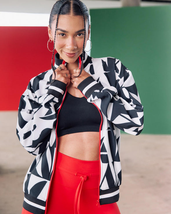 Zumba Haus Oversized Woven Track Jacket - Black/White Z3T000268