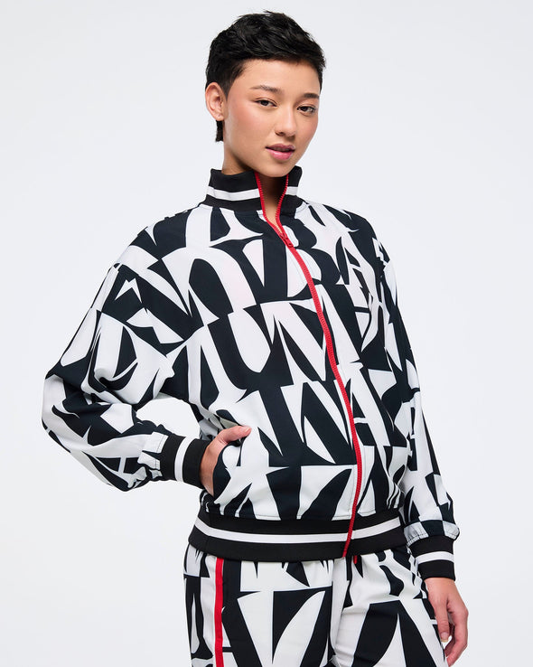 Zumba Haus Oversized Woven Track Jacket - Black/White Z3T000268