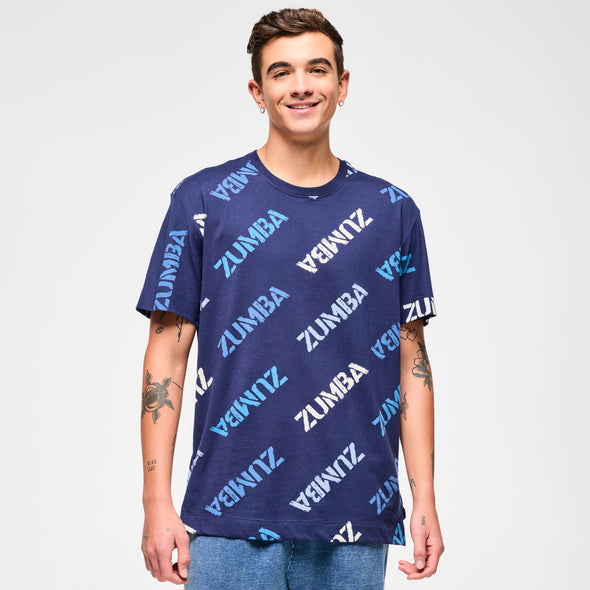 Blue Jean Oversized Crew Neck Top - White/Navy Z3T000291