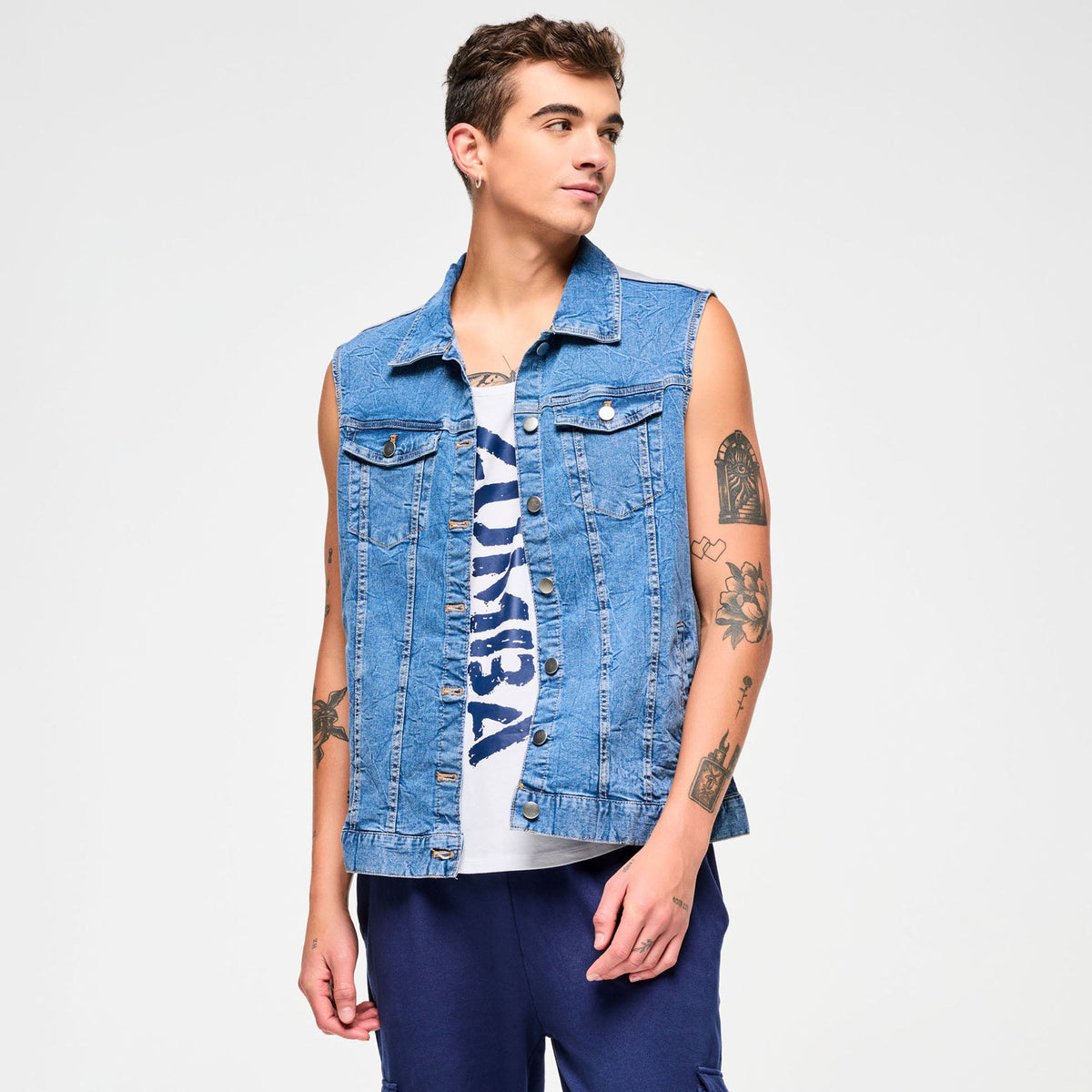 Blue Jean Long Denim Vest - Denim Z3T000292