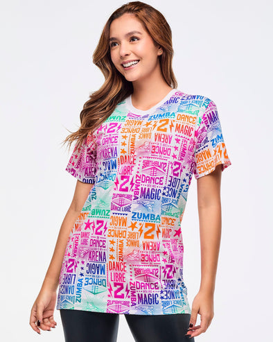 Zumba Libre Crew Neck Tee - White/Pink Z3T000305