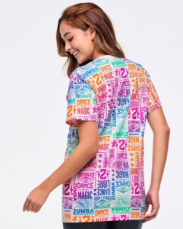 Zumba Libre Crew Neck Tee - White/Pink Z3T000305