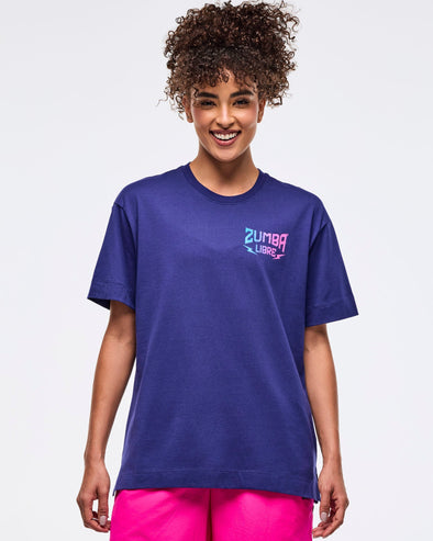 Zumba Libre Oversized Crew Neck Top - Soft Navy Z3T000308