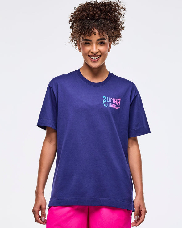 Zumba Libre Oversized Crew Neck Top - Soft Navy Z3T000308
