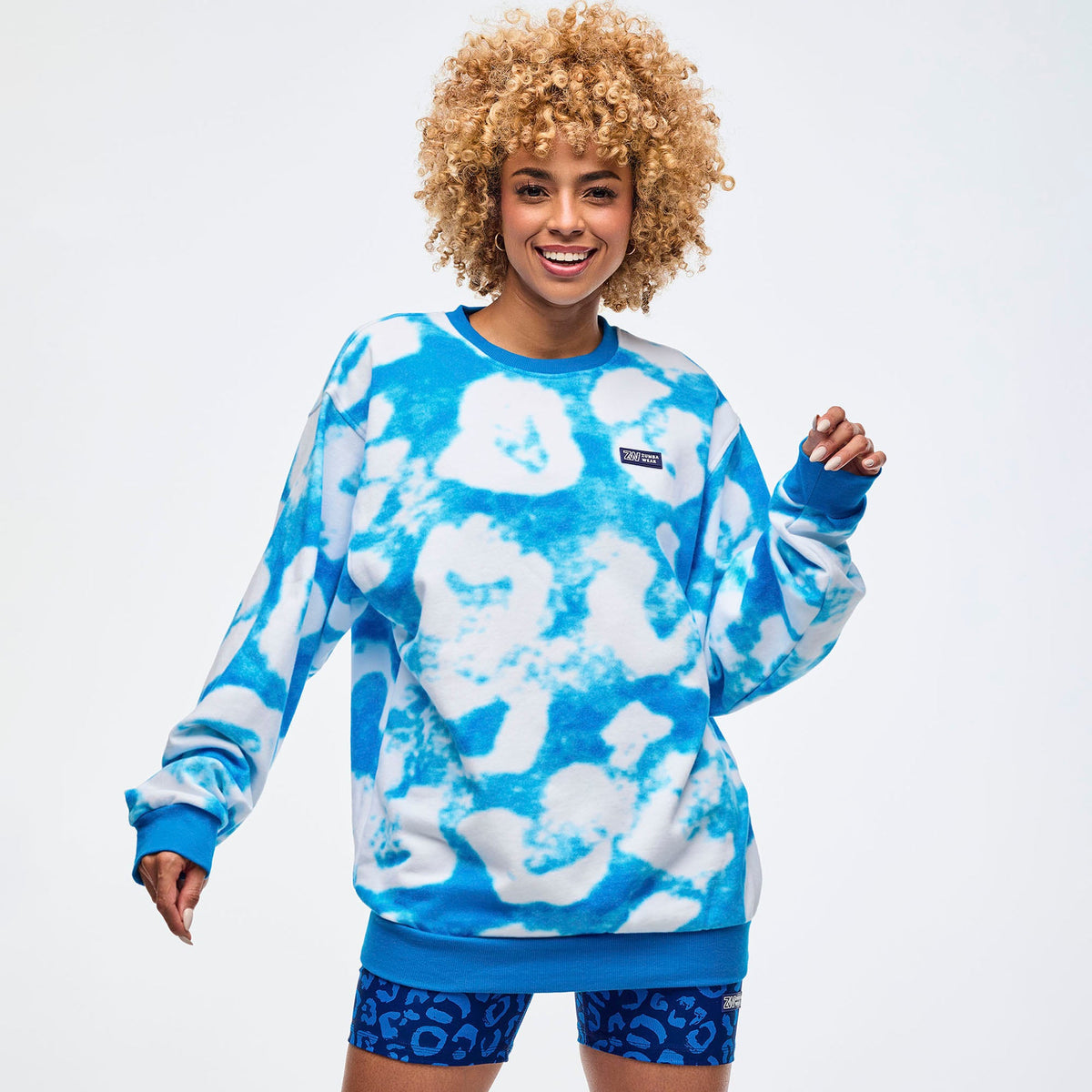 Sizzlin' Long Sleeve Pullover Sweatshirt - Blue/White Z3T000313