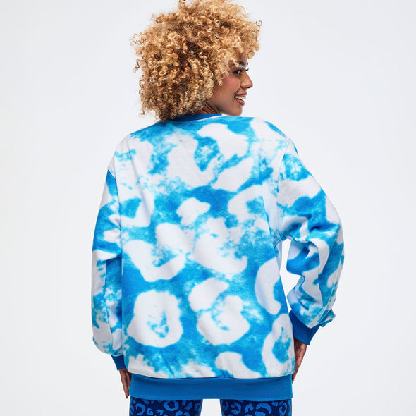 Sizzlin' Long Sleeve Pullover Sweatshirt - Blue/White Z3T000313