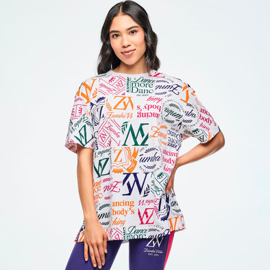 Class of 2001 Oversized Crew Neck Top - White/Orange Z3T000320