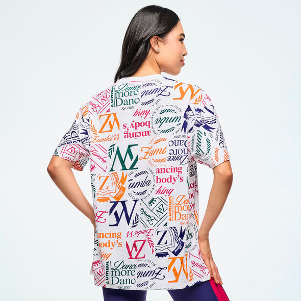 Class of 2001 Oversized Crew Neck Top - White/Orange Z3T000320