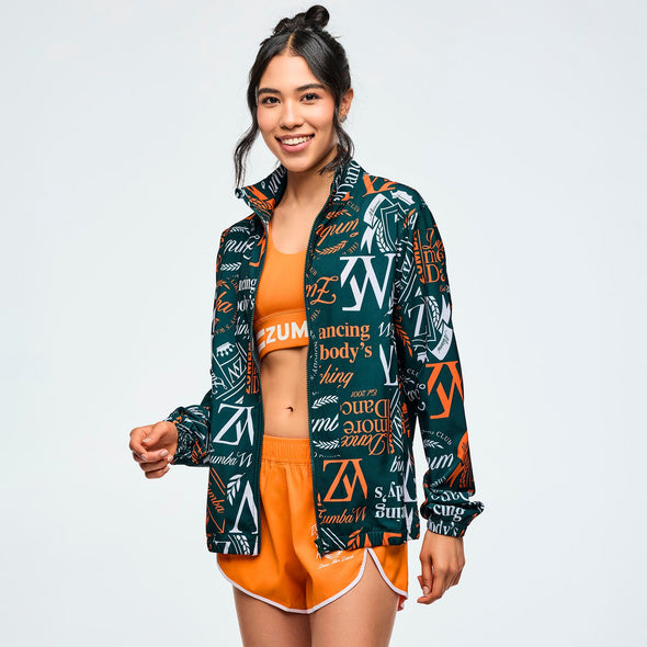 Class of 2001 Unisex Mock Neck Woven Jacket - Dark Green/Orange Z3T000324