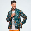 Class of 2001 Unisex Mock Neck Woven Jacket - Dark Green/Orange Z3T000324