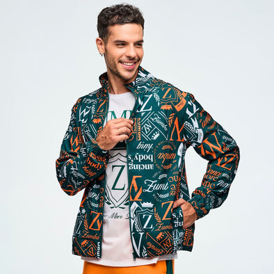 Class of 2001 Unisex Mock Neck Woven Jacket - Dark Green/Orange Z3T000324