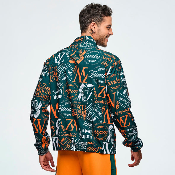 Class of 2001 Unisex Mock Neck Woven Jacket - Dark Green/Orange Z3T000324