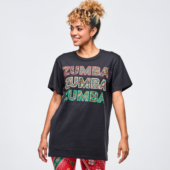 Zumba Holiday Crew Neck Tee - Bold Black Z3T000348