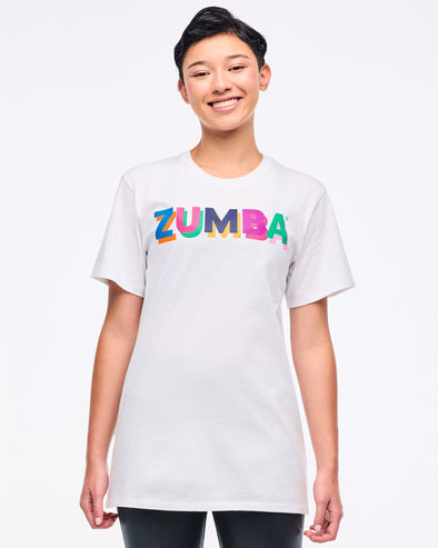 Zumba Multicolor Crew Neck Tee - White/Pink Z3T000349