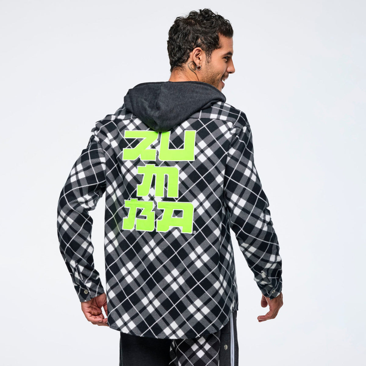 Eastern Flavor Flannel Shacket With Hood - Black Z3T000362