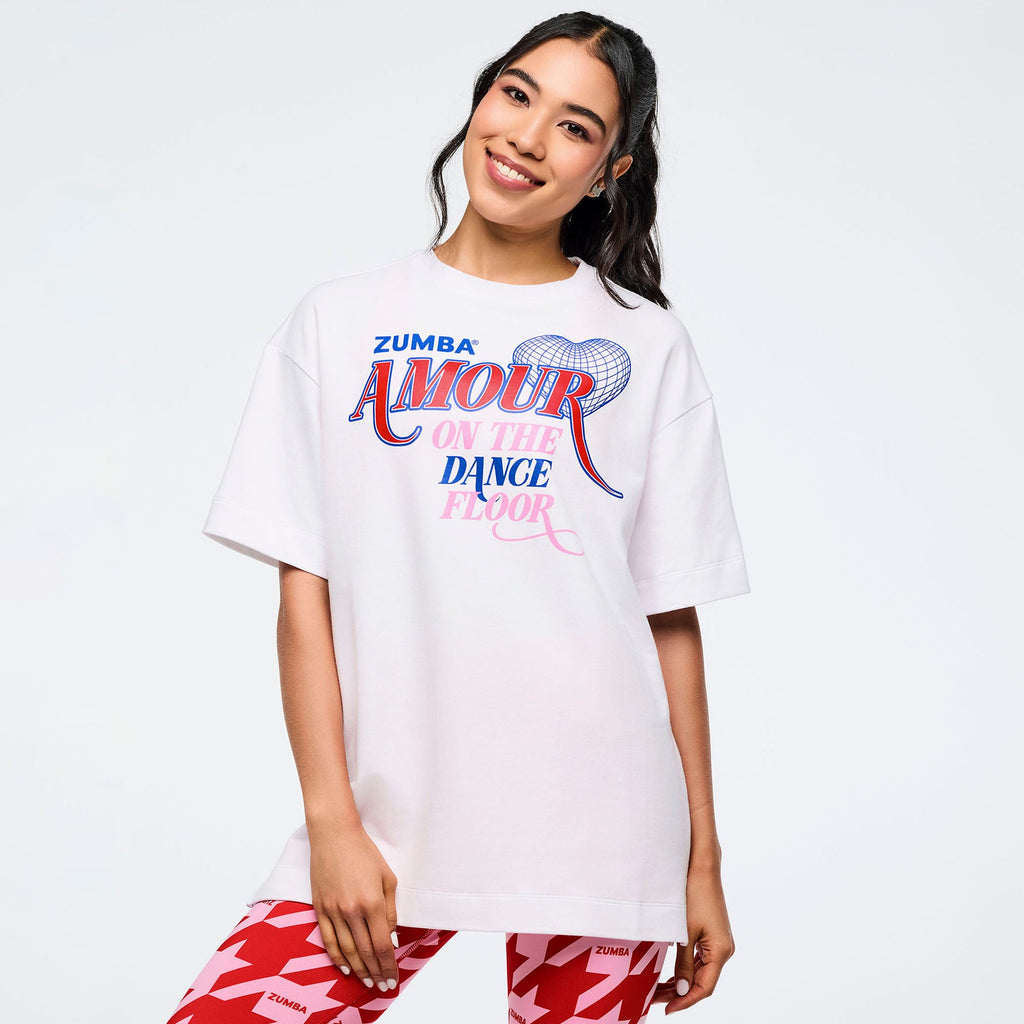 Zumba Amour Oversized Crew Neck Top - Wear It Out White Z3T000363