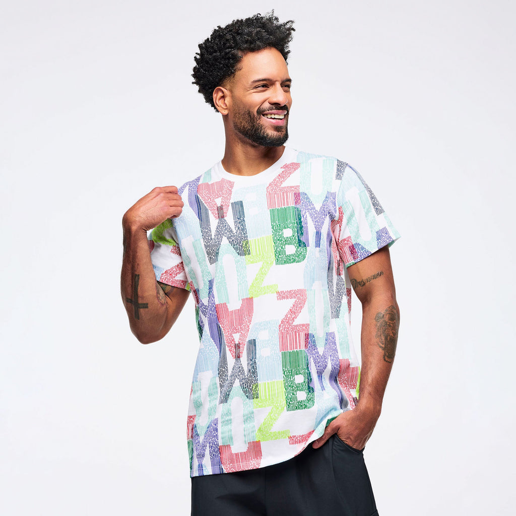 Latin Movement Unisex Crew Neck Tee - White/Blue Z3T000373