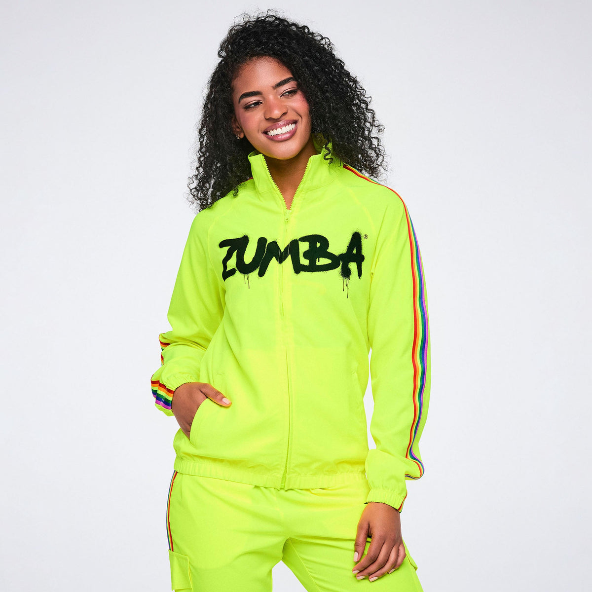 Pride Mock Neck Woven Jacket - Caution Z3T000392