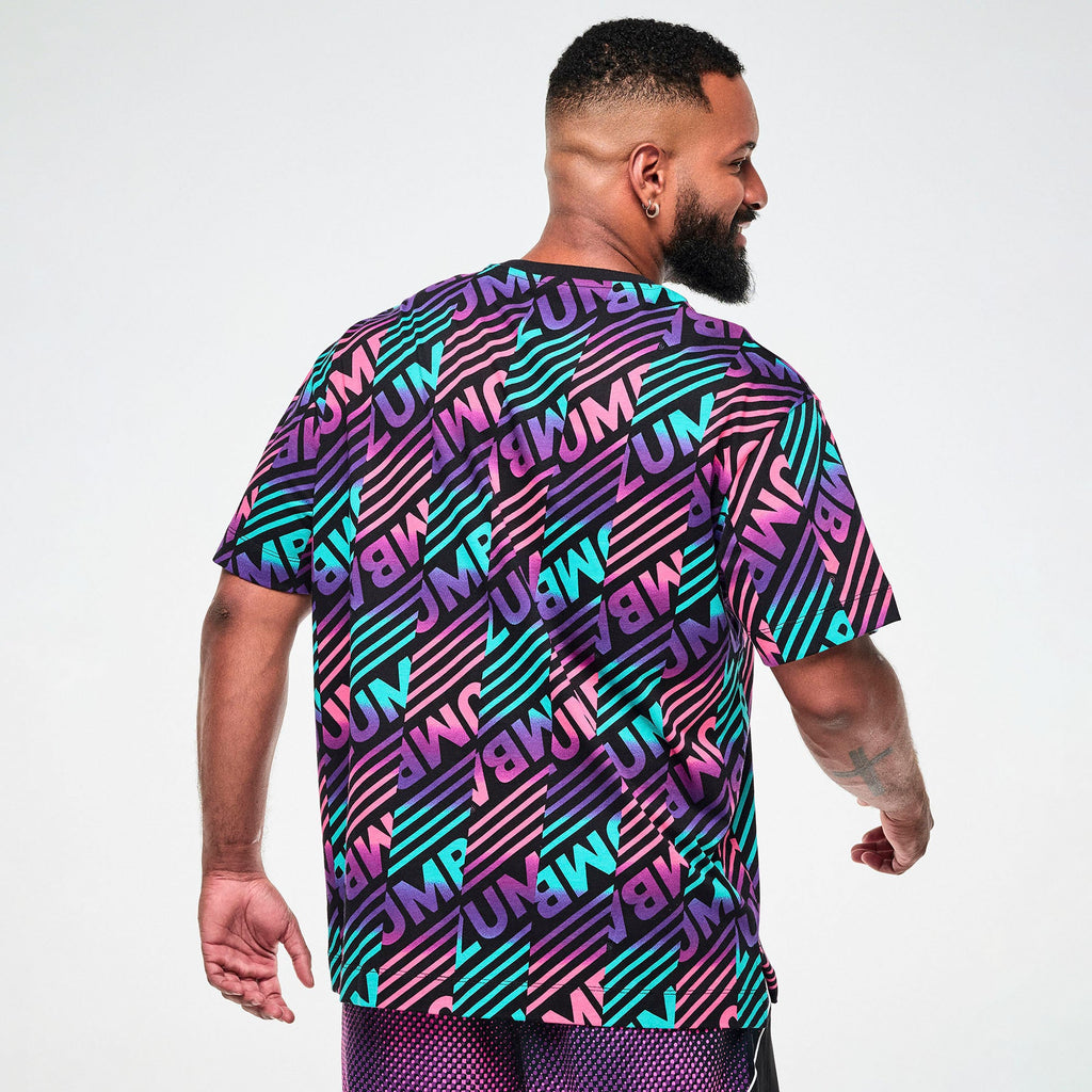 Electric Feel Unisex Oversized Top - Blue/Pink Z3T000423