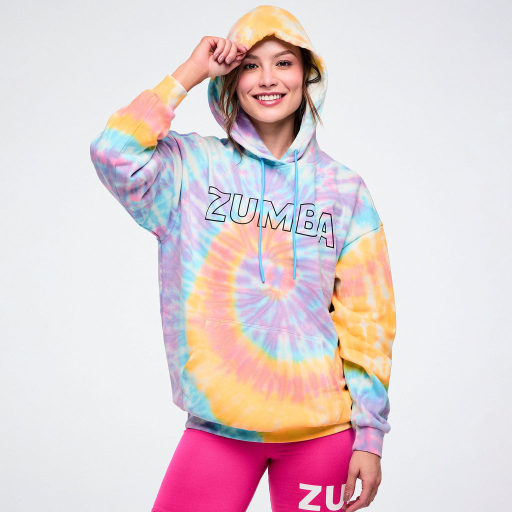 Unisex Tie-Dye Pullover Hoodie - Pink/Blue Z3T000427