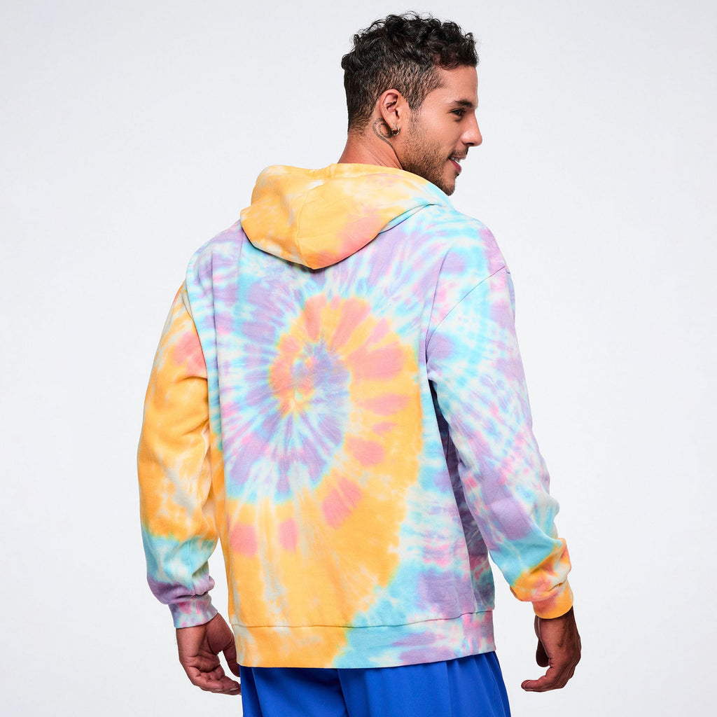 Unisex Tie-Dye Pullover Hoodie - Pink/Blue Z3T000427