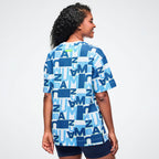 Jean Jamz Oversized Crew Neck Top - White/Blue Z3T000434