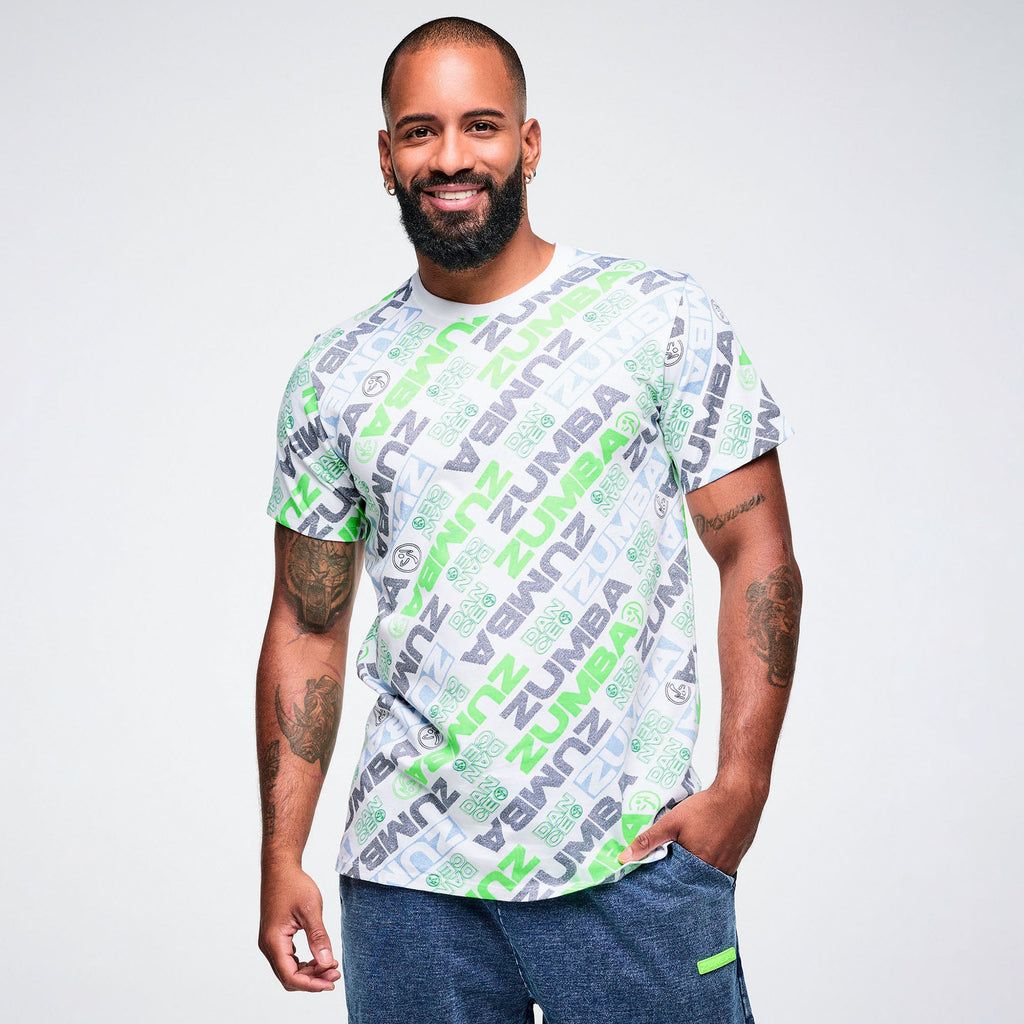 Jean Jamz Crew Neck Tee - White/Green Z3T000435