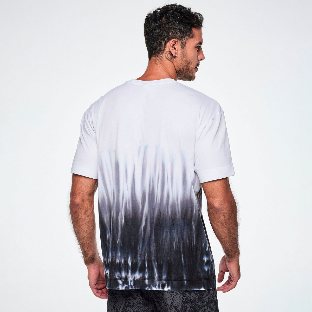 Rock 'n' Roll Unisex Oversized Crew Neck Top -  White/Black Z3T000440