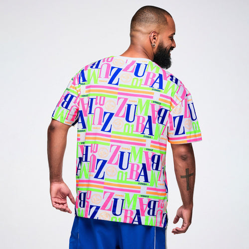 Dale-Z Unisex Oversized Crew Neck Top - White/Green Z3T000443
