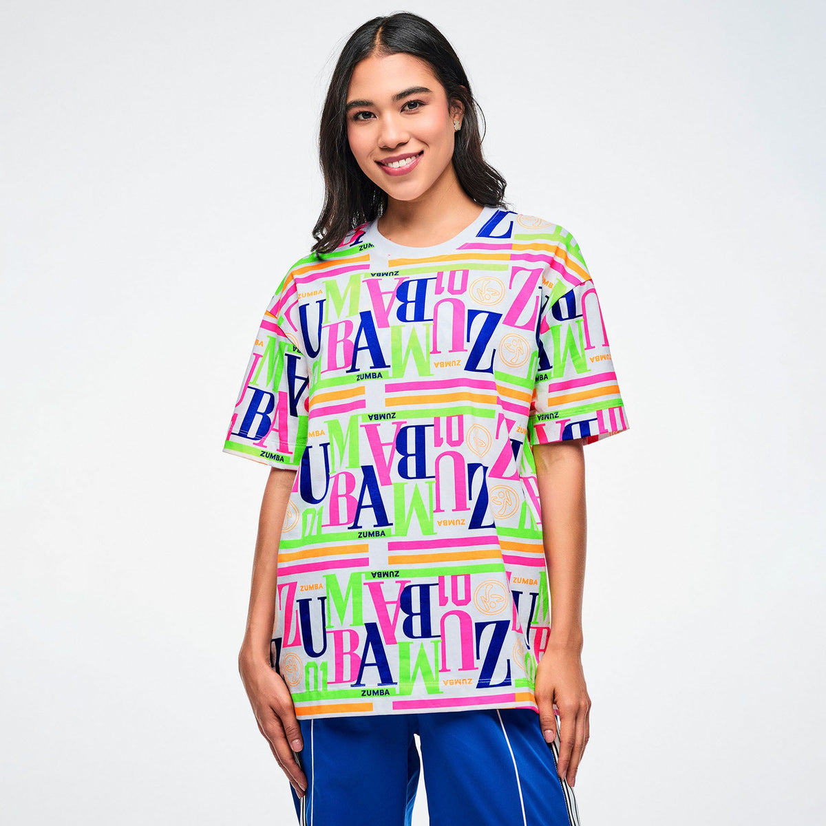 Dale-Z Unisex Oversized Crew Neck Top - White/Green Z3T000443