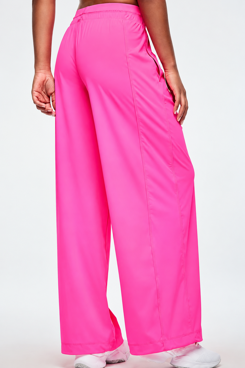 Back view of pink Rock 'n' Roll Double Waistband Knit Slouch Pants