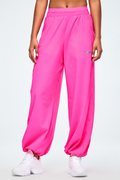 Front view of pink Rock 'n' Roll Double Waistband Knit Slouch Pants