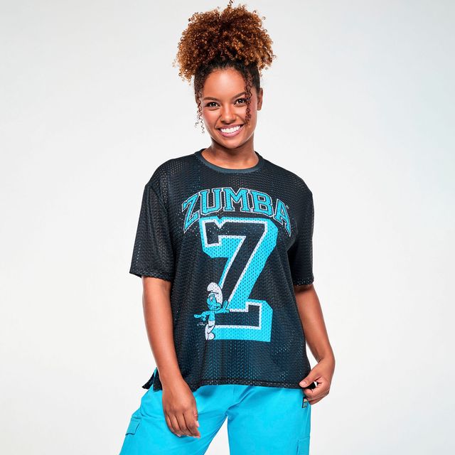 Zumba X The Smurfs Mesh Boxy Top - Bold Black Z1T001354
