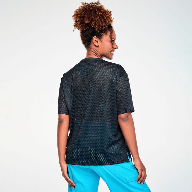 Zumba X The Smurfs Mesh Boxy Top - Bold Black Z1T001354