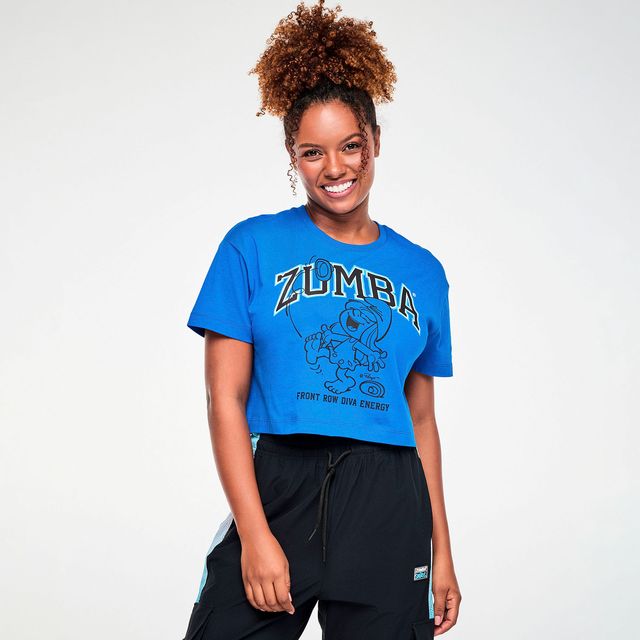 Zumba X The Smurfs Crew Neck Crop Top - True Blue Z1T001352
