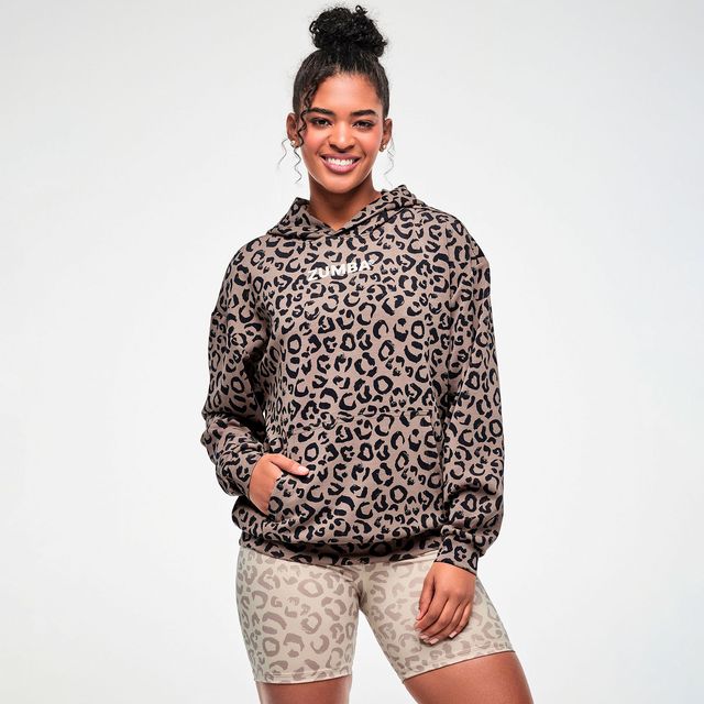 Zumba Modal Printed Pullover Sweatshirt - Mocha/Black Z3T000460