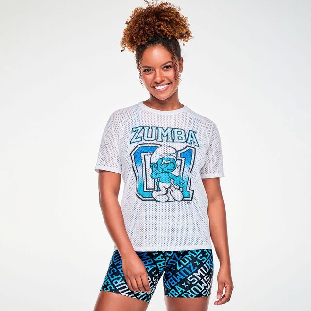 Zumba X The Smurfs Mesh Raglan Sleeve Top - Wear It Out White Z1T001355